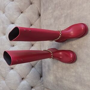 Love Moschino rain boots, red, size 37, made in Bosnia.